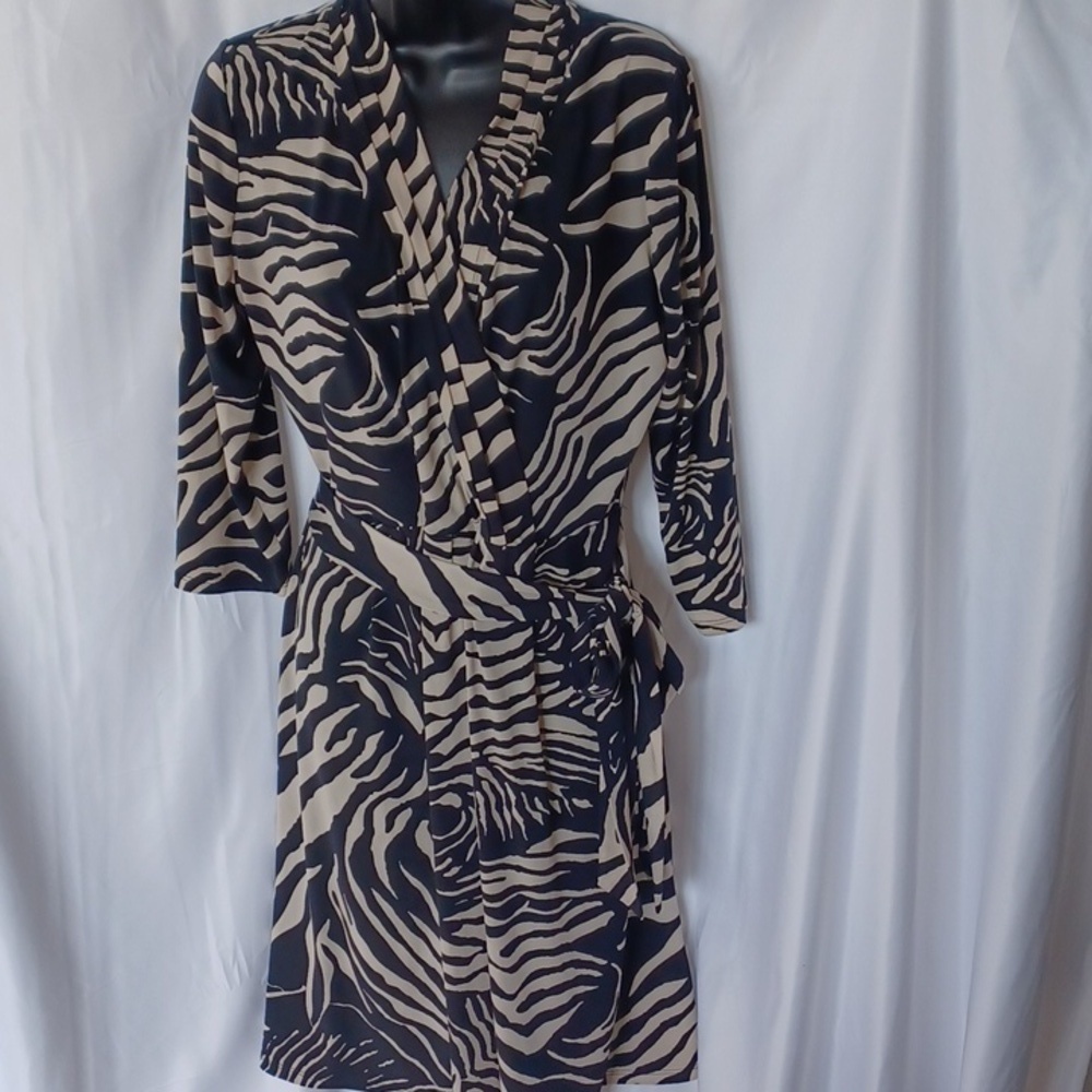 Liz Claiborne Faux Wrap Zebra Print Dress - L